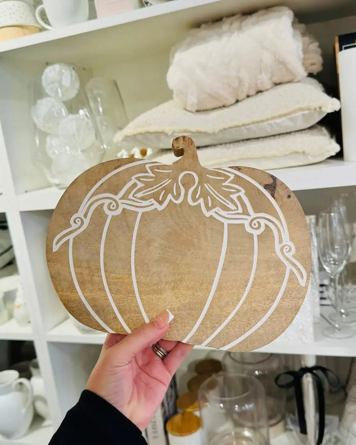 Round Wooden Pumpkin Tray Board - Seasonal Decor - AutumnSeasonal Decor - Autumn - Lulu Loves Home
