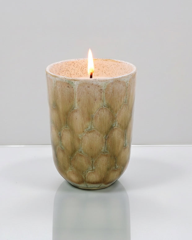 Olive green tortoise shell candle from Gainsborough Giftware, decorative candle with a stylish tortoise shell pattern.