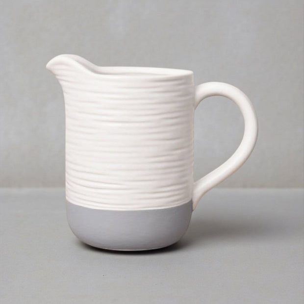 White and grey ceramic jug from Gainsborough Giftware, ideal for home décor with a sleek, modern design.