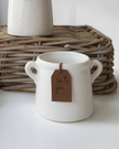 White stoneware ceramic rustic milk churn pot for home decor, featuring a vintage-inspired design by Gainsborough Giftware