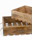 Wooden slatted crate from Gainsborough Giftware, used as home decor, showing its rustic wooden construction and slatted design.