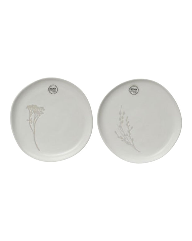 White ceramic floral side plate from Gainsborough Giftware, perfect for kitchen and dining table decor.