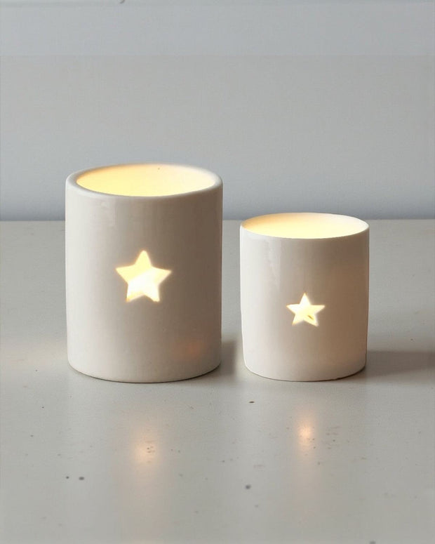 White ceramic star-shaped tealight candle holder from Gainsborough Giftware, ideal for spring decor.