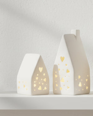 White LED Light Up Heart House from Gainsborough Giftware, spring-themed decorative ornament with glowing light.