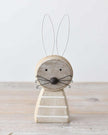 Spring wooden stripped bunny rabbit figurine by Gainsborough Giftware, featuring a natural wood finish and charming bunny design.