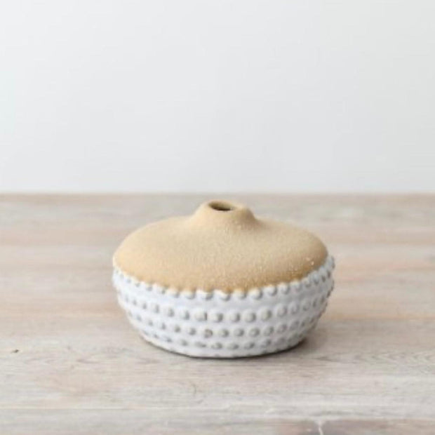 Neutral ceramic bobble vase by Gainsborough Giftware, featuring a rounded ceramic design with textured, bobble surface.