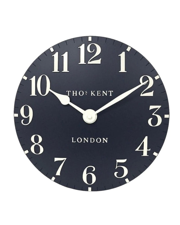 Thomas Kent 12-inch Ink Blue Arabic Wall Clock by Gallery Direct, featuring bold Arabic numerals and a sleek design.