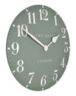 Thomas Kent 12-inch Arabic wall clock by Gallery Direct in Seagrass Green, featuring bold Arabic numerals and a modern design.