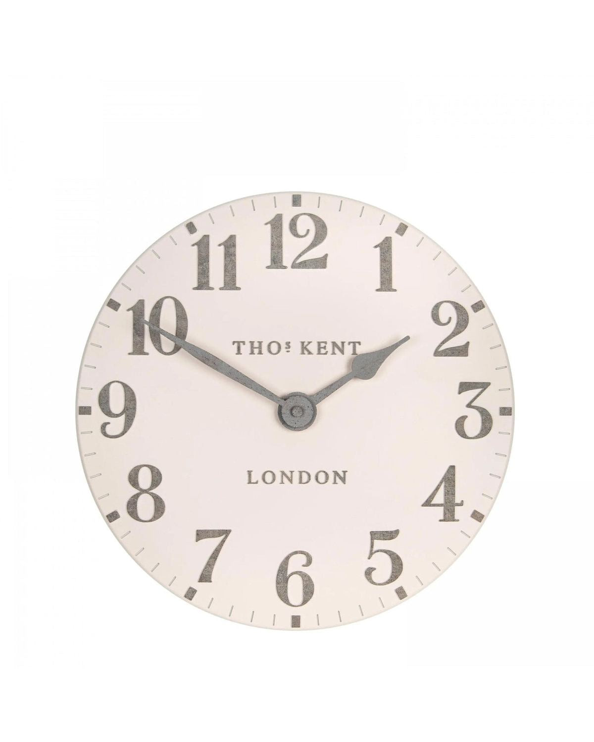 Thomas Kent 12-inch Arabic wall clock in shy pink, stylish clock by Gallery Direct featuring bold Arabic numerals and modern design.