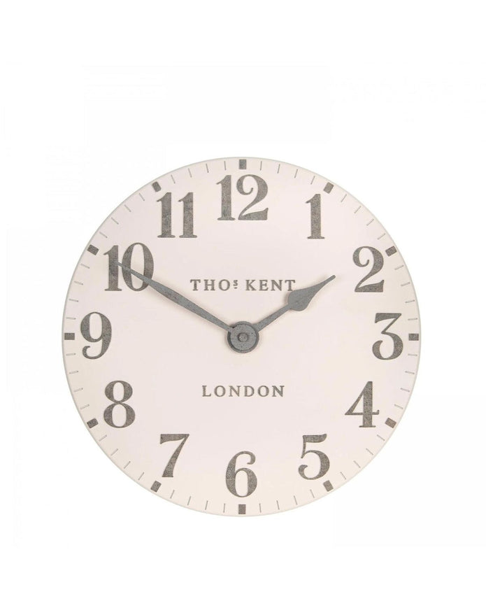 Thomas Kent 12-inch Arabic wall clock in shy pink, stylish clock by Gallery Direct featuring bold Arabic numerals and modern design.