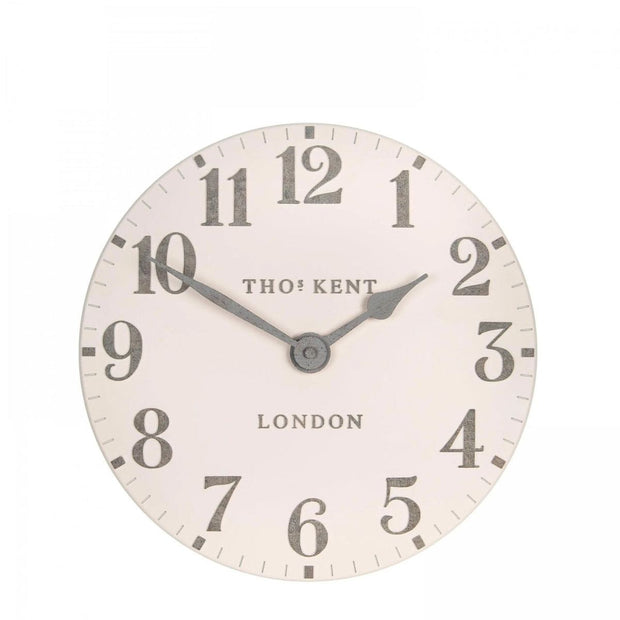 Thomas Kent 12-inch Arabic wall clock in shy pink, stylish clock by Gallery Direct featuring bold Arabic numerals and modern design.