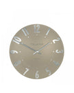 Thomas Kent 12-inch Mulberry Wall Clock in mocha taupe with a round face and minimalist design, suitable for modern home decor.