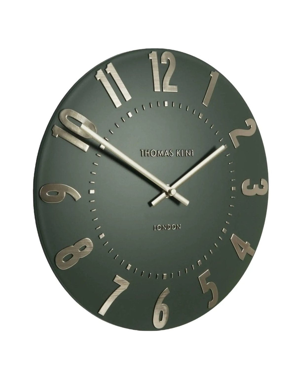 Thomas Kent 12-inch Mulberry wall clock by Gallery Direct in olive green with classic design, suitable for home or office decor.