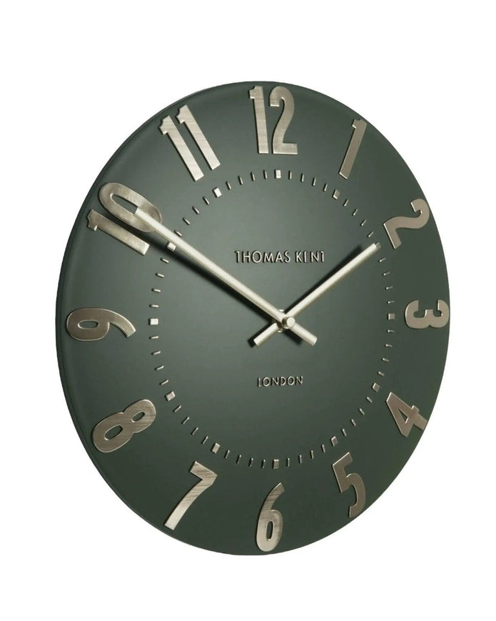 Thomas Kent 12-inch Mulberry wall clock by Gallery Direct in olive green with classic design, suitable for home or office decor.
