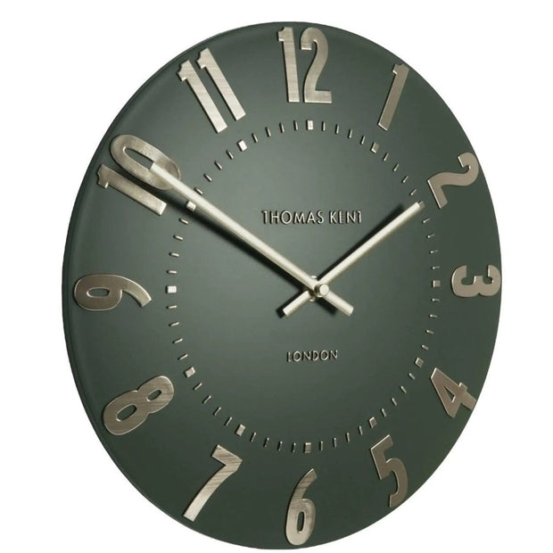 Thomas Kent 12-inch Mulberry wall clock by Gallery Direct in olive green with classic design, suitable for home or office decor.