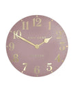 Thomas Kent 20-inch Arabic wall clock by Gallery Direct in blush pink with bold black Arabic numerals and modern design.