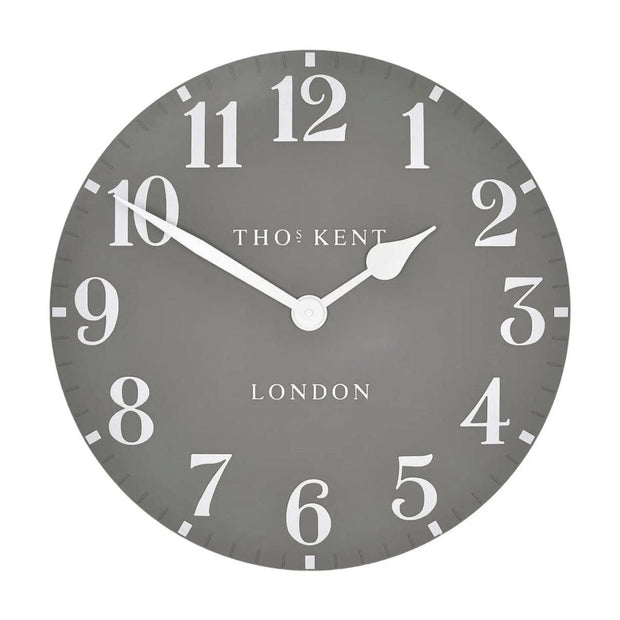 Thomas Kent 20-inch Arabic wall clock by Gallery Direct featuring a dolphin grey finish and modern clock design.