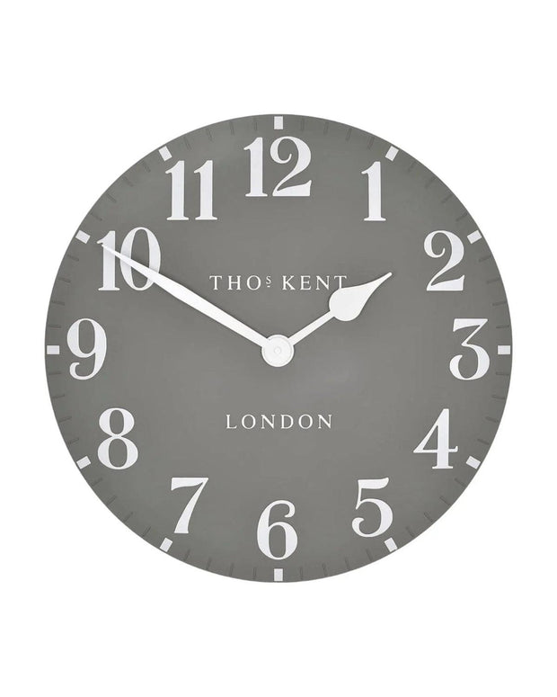Thomas Kent 20-inch Arabic wall clock by Gallery Direct featuring a dolphin grey finish and modern clock design.