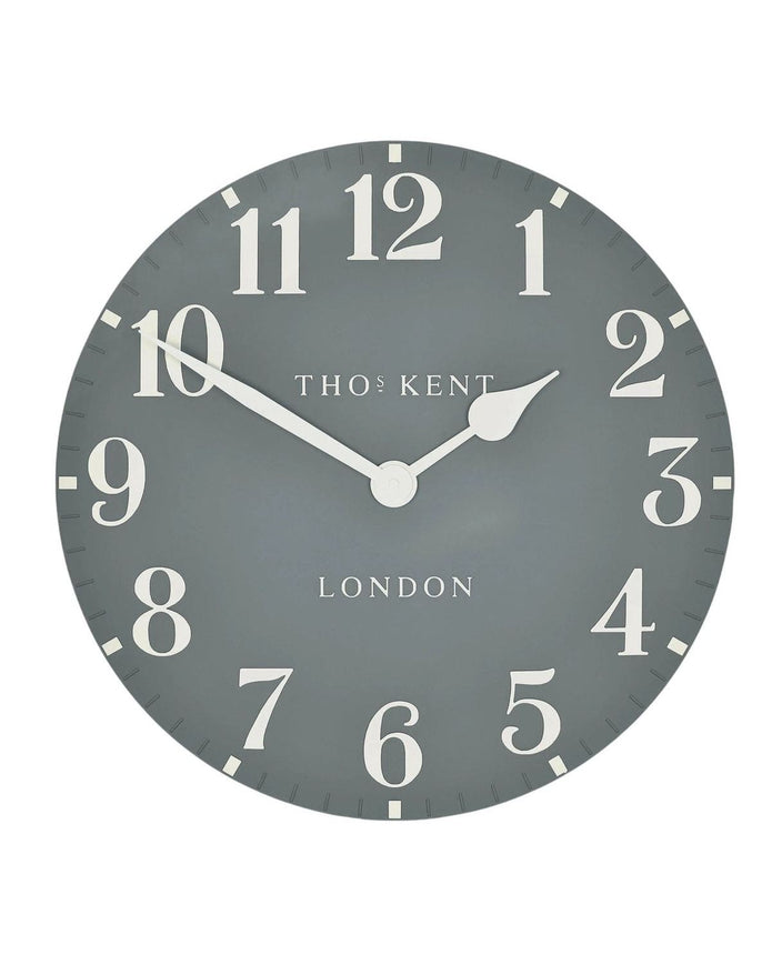 Thomas Kent 20-inch Arabic wall clock in flax blue, decorative clock with bold Arabic numerals and modern design.