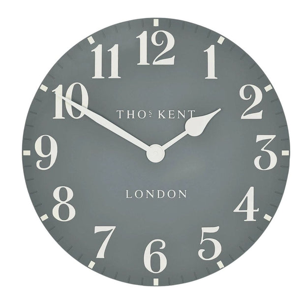 Thomas Kent 20-inch Arabic wall clock in flax blue, decorative clock with bold Arabic numerals and modern design.