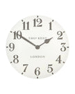 Thomas Kent 20-inch Arabic wall clock by Gallery Direct in limestone white, showcasing a modern clock design with Arabic numerals.