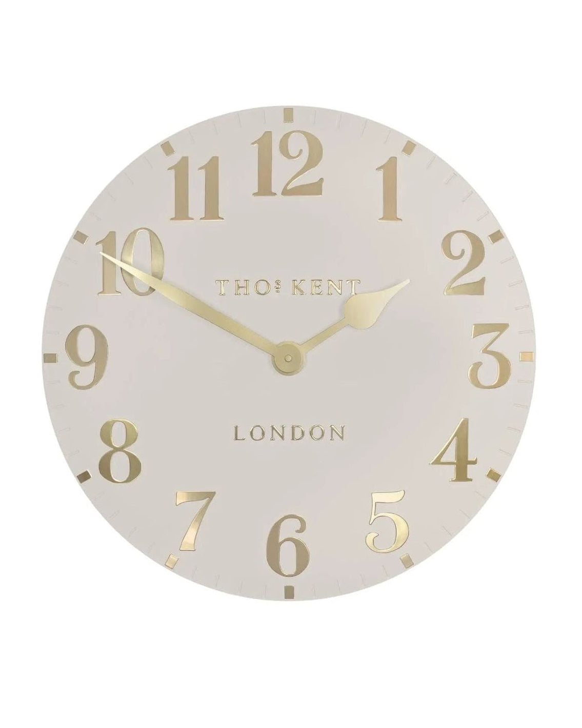 Thomas Kent 20-inch Arabic wall clock by Gallery Direct in oatmeal white with black Arabic numerals and a sleek modern design.
