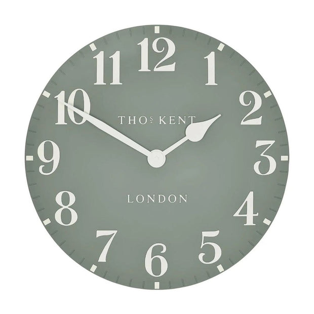 Thomas Kent 20-inch Arabic wall clock by Gallery Direct in Seagrass Green with modern design and bold Arabic numerals.
