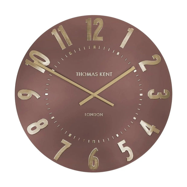 Thomas Kent 20-inch Mulberry Wall Clock in Auburn Terracotta, showcasing a stylish vintage design for wall decor.