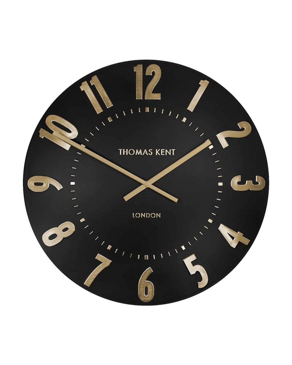 Thomas Kent 20-inch Mulberry Wall Clock in black noir with a sleek round design, suitable for modern home decor.