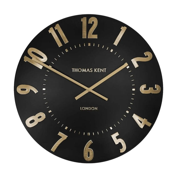 Thomas Kent 20-inch Mulberry Wall Clock in black noir with a sleek round design, suitable for modern home decor.