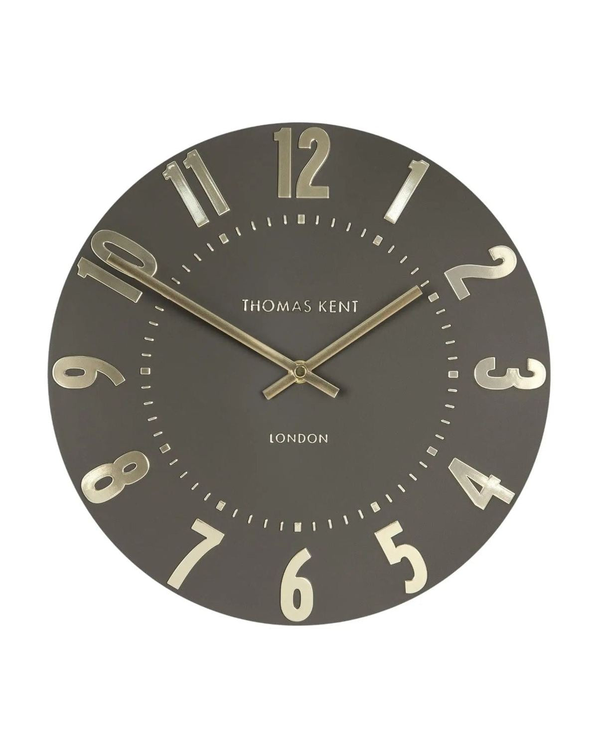 Thomas Kent 20-inch Mulberry wall clock in espresso brown, featuring a stylish round design from Gallery Direct.