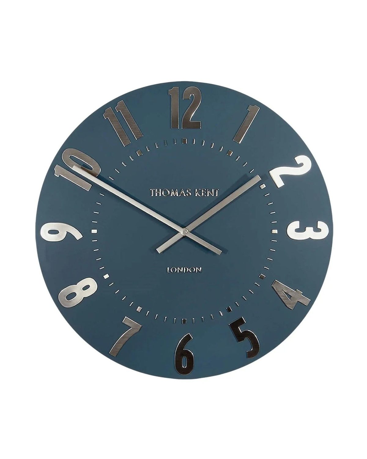 Thomas Kent 20-inch Mulberry Wall Clock in midnight blue with a sleek, modern design, perfect for stylish home decor.