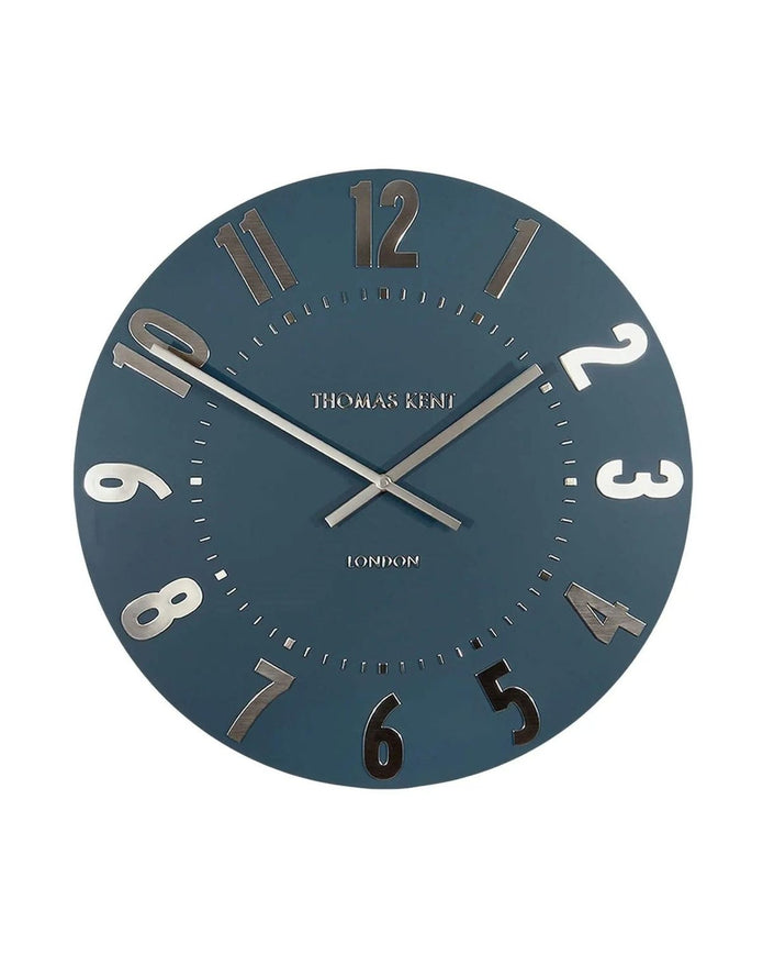 Thomas Kent 20-inch Mulberry Wall Clock in midnight blue with a sleek, modern design, perfect for stylish home decor.