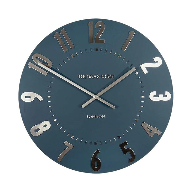 Thomas Kent 20-inch Mulberry Wall Clock in midnight blue with a sleek, modern design, perfect for stylish home decor.