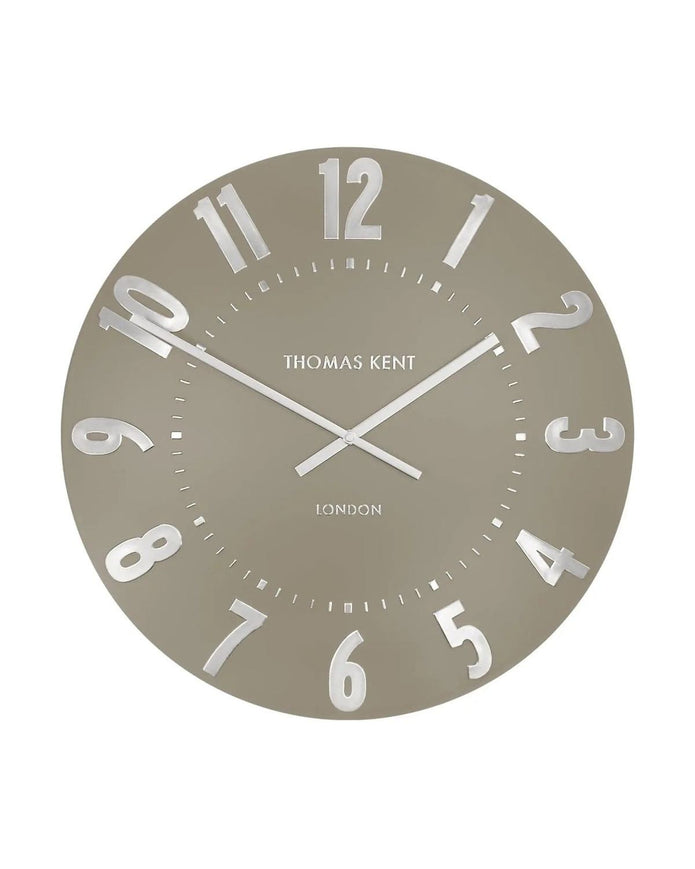 Thomas Kent 20-inch Mulberry wall clock by Gallery Direct, featuring a mocha taupe finish and classic clock face design.