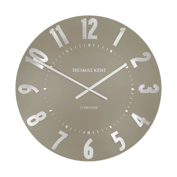 Thomas Kent 20-inch Mulberry wall clock by Gallery Direct, featuring a mocha taupe finish and classic clock face design.