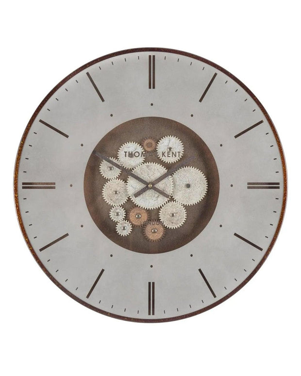 Thomas Kent 21-inch Clocksmith Wall Clock with bronze cog design by Gallery Direct, showcasing a vintage-inspired clock face.