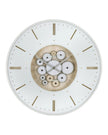 Thomas Kent 21-inch Clocksmith wall clock with ivory finish and cog design, by Gallery Direct.