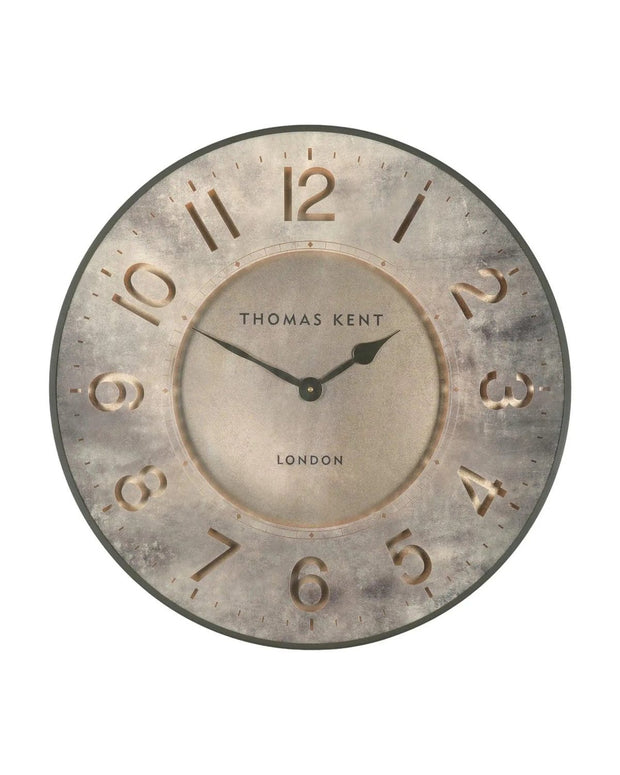 Thomas Kent 21-inch Florentine wall clock in Harvest Gold with a sleek modern design, ideal for contemporary home decor.