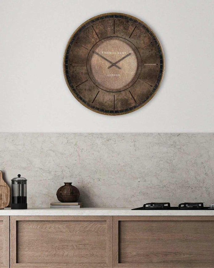 Thomas Kent 21-inch Florentine Wall Clock with leather frame, stylish and functional clock for modern home decor.