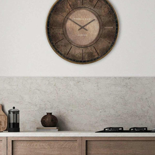 Thomas Kent 21-inch Florentine Wall Clock with leather frame, stylish and functional clock for modern home decor.