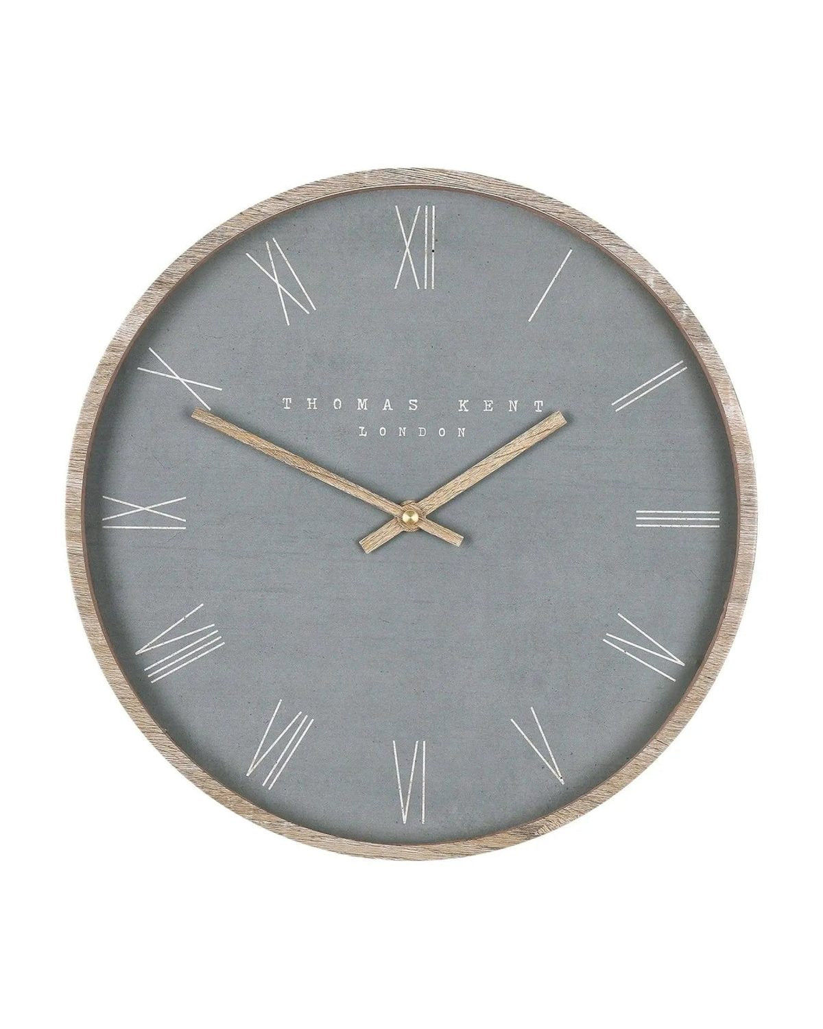 Thomas Kent 21-inch Nordic wall clock in cement grey with a minimalist design, suitable for modern home decor.