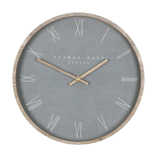 Thomas Kent 21-inch Nordic wall clock in cement grey with a minimalist design, suitable for modern home decor.