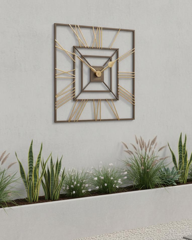 Thomas Kent 24-inch outdoor wall clock by Gallery Direct, square-shaped with a summer house design and classic clock face.