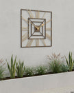 Thomas Kent 24-inch outdoor wall clock by Gallery Direct, square-shaped with a summer house design and classic clock face.