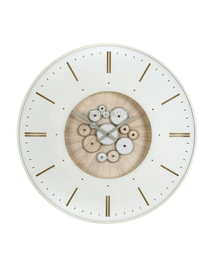 Thomas Kent 30-inch Clocksmith grand clock with ivory cog face, showcasing classic clock design by Gallery Direct.