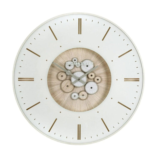 Thomas Kent 30-inch Clocksmith grand clock with ivory cog face, showcasing classic clock design by Gallery Direct.