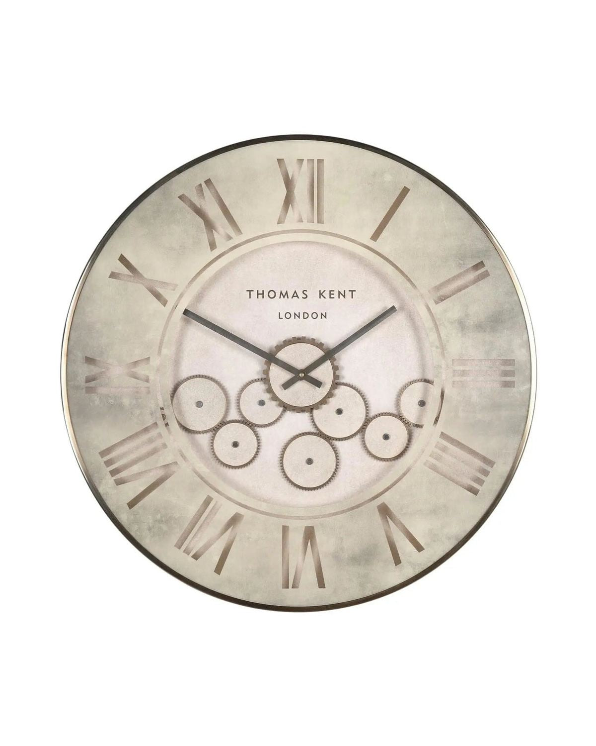 Thomas Kent 30-inch Clocksmith Grand Clock with stone cog design, showcasing a vintage-inspired clock from Gallery Direct.