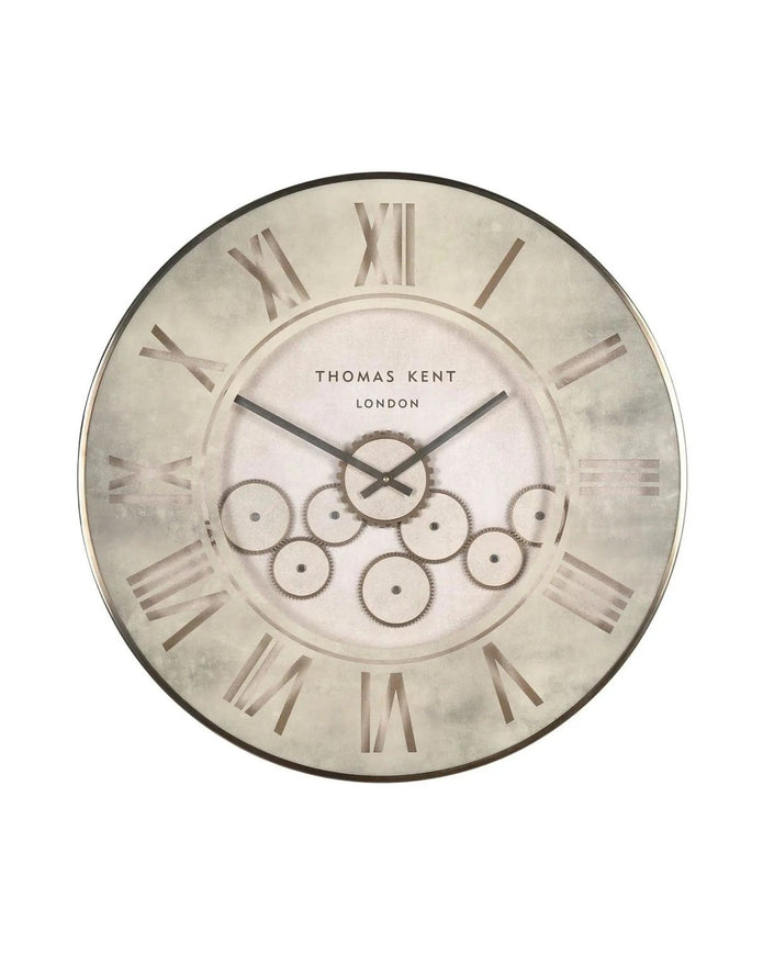 Thomas Kent 30-inch Clocksmith Grand Clock with stone cog design, showcasing a vintage-inspired clock from Gallery Direct.