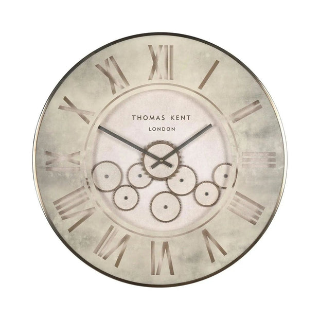 Thomas Kent 30-inch Clocksmith Grand Clock with stone cog design, showcasing a vintage-inspired clock from Gallery Direct.